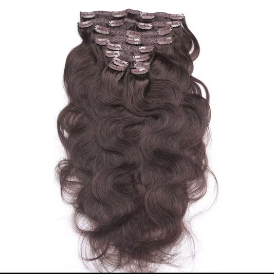 Raqlyn Set of hair extensions with clips on a white background