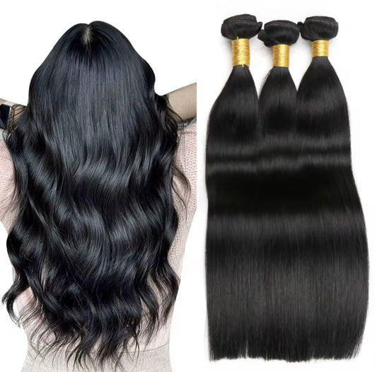 Pelo Cortina Negro Liso – Extensiones de Pelo Natural Premium